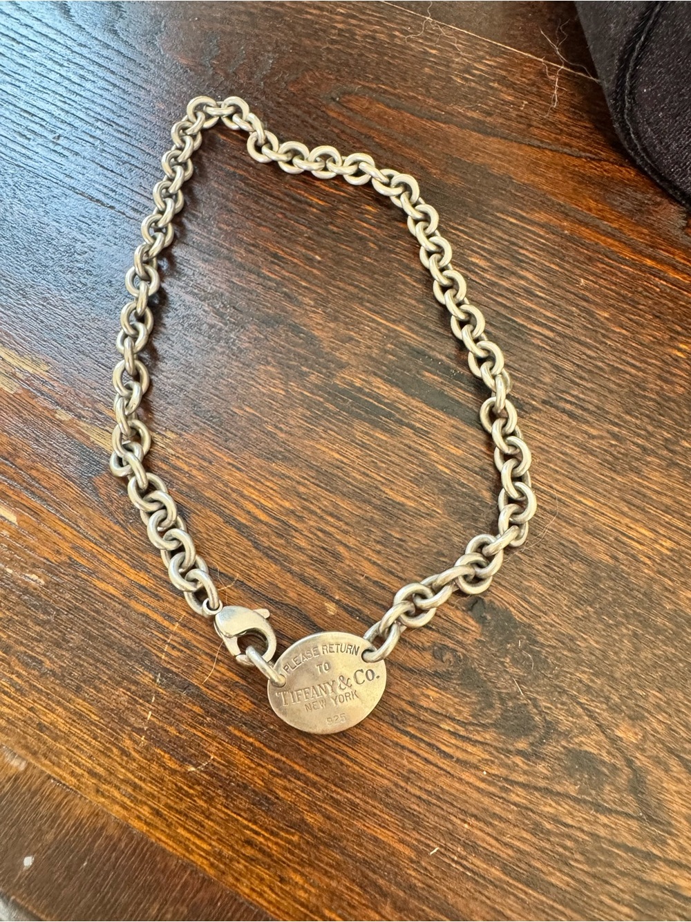 Tiffany & Co. Sterling Silver Link Necklace with Round Tag